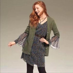 Cabi Floral Poise Sheer Long Sleeve Flowy Dress Sz. Medium